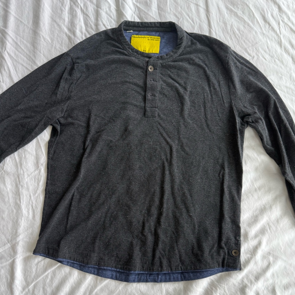 Men's Black Speckled Henley Shirt